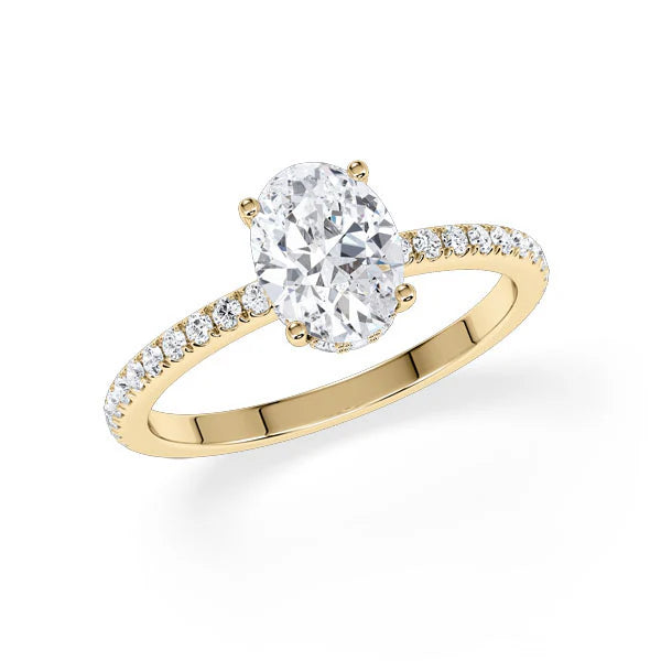 Verlobungsring Hidden Halo & Pave Oval mit Lab Grown Diamant ab 1.50ct