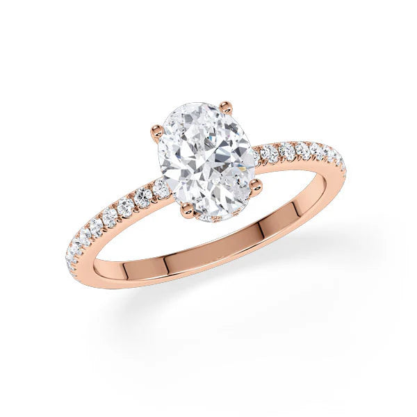 Verlobungsring Hidden Halo & Pave Oval mit Lab Grown Diamant ab 1.50ct