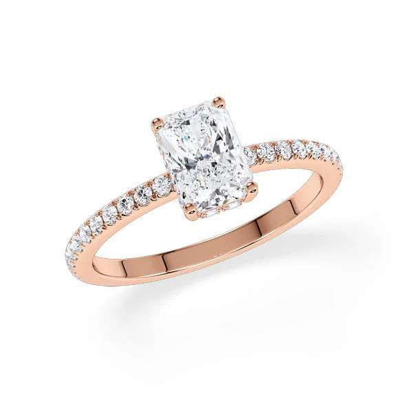 Verlobungsring Hidden Halo & Pave Radiant mit Lab Grown Diamant ab 1.50ct