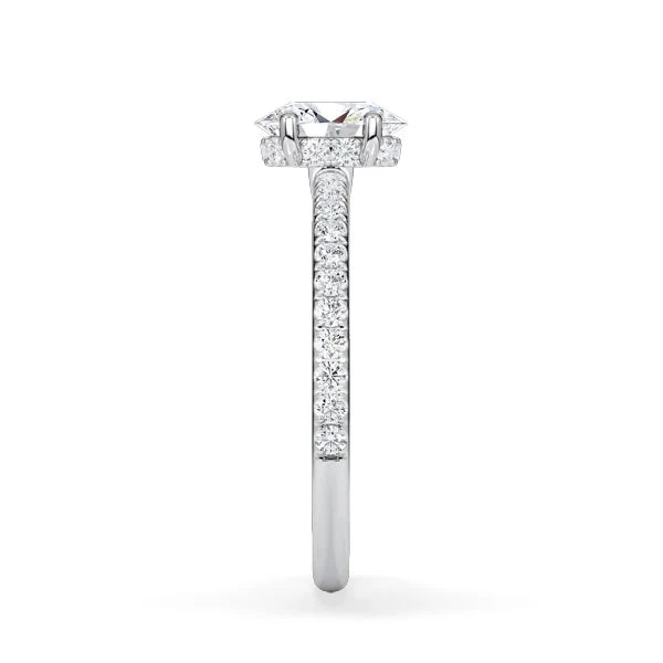 Verlobungsring Hidden Halo & Pave Oval mit Lab Grown Diamant ab 0.50ct