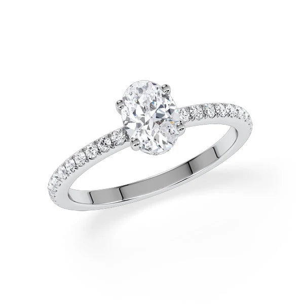 Verlobungsring Hidden Halo & Pave Oval mit Lab Grown Diamant ab 0.50ct