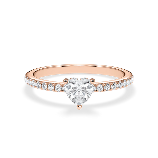 Verlobungsring Herz mit Hidden Halo & Pavé natürlichem Diamanten ab 0.50ct