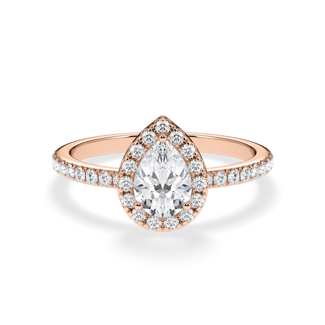 Verlobungsring Tropfen mit Halo & Pavé Lab Grown Diamanten ab 0.50ct