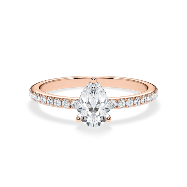 Verlobungsring Tropfen mit Hidden Halo & Pavé natürlichem Diamanten ab 0.50ct