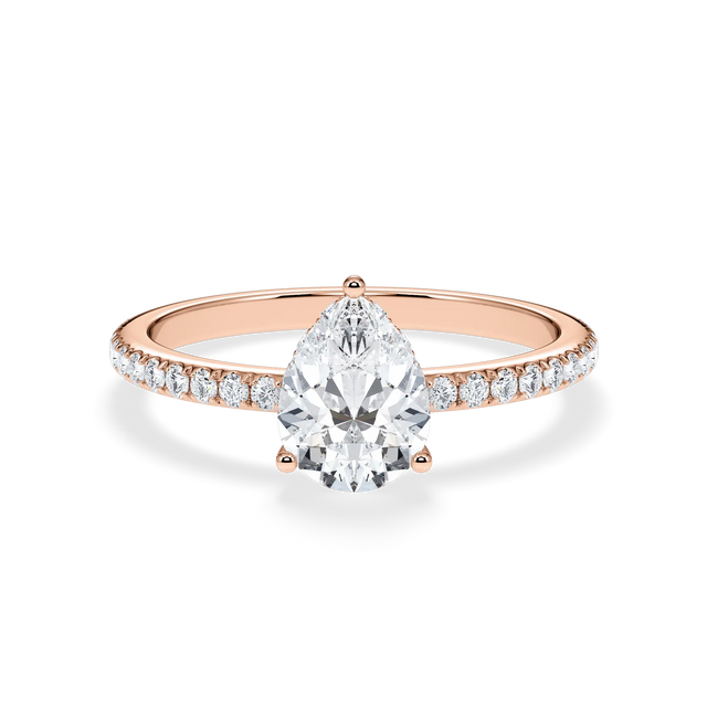 Verlobungsring Tropfen mit Hidden Halo & Pavé Lab Grown Diamanten ab 1.00ct