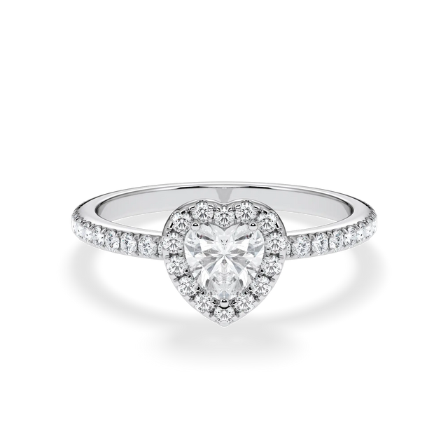 Verlobungsring Herz mit Halo & Pavé natürlichem Diamanten ab 0.50ct