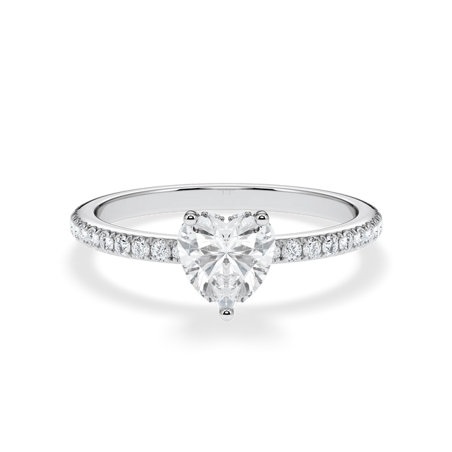 Verlobungsring Herz mit Hidden Halo & Pavé natürlichem Diamanten ab 1.00ct