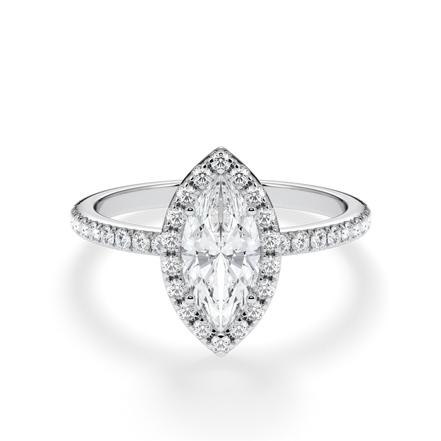 Verlobungsring Marquise mit Halo & Pavé Lab Grown Diamanten ab 1.00ct