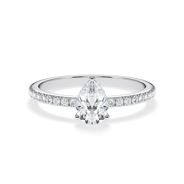 Verlobungsring Tropfen mit Hidden Halo & Pavé natürlichem Diamanten ab 0.50ct