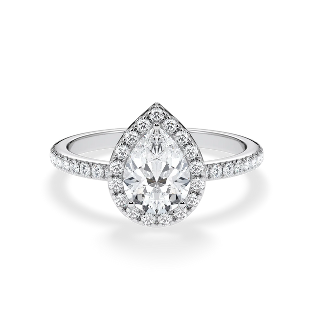 Verlobungsring Tropfen mit Halo & Pavé Lab Grown Diamanten ab 1.00ct