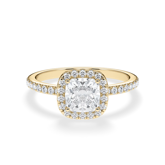 Verlobungsring Cushion mit Halo & Pavé Lab Grown Diamanten ab 1,00ct