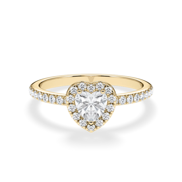 Verlobungsring Herz mit Halo & Pavé natürlichem Diamanten ab 0.50ct