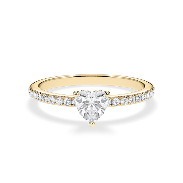 Verlobungsring Herz mit Hidden Halo & Pavé natürlichem Diamanten ab 0.50ct