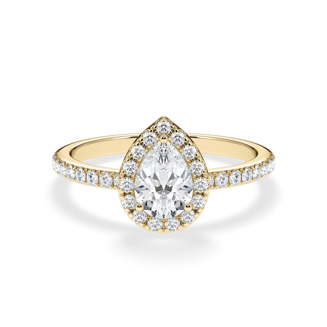 Verlobungsring Tropfen mit Halo & Pavé Lab Grown Diamanten ab 0.50ct