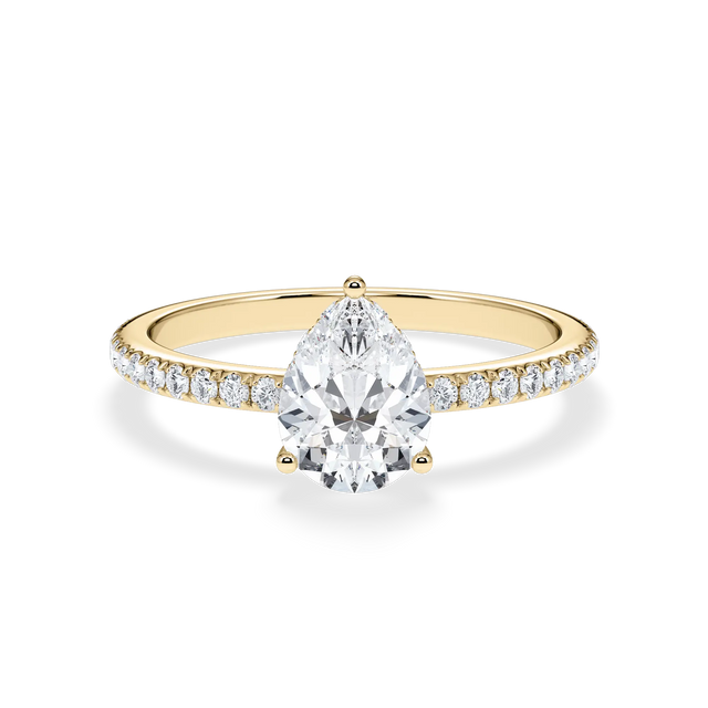 Verlobungsring Tropfen mit Hidden Halo & Pavé Lab Grown Diamanten ab 1.00ct