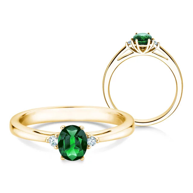Verlobungsring LIFE mit Edelstein Smaragd & Diamanten