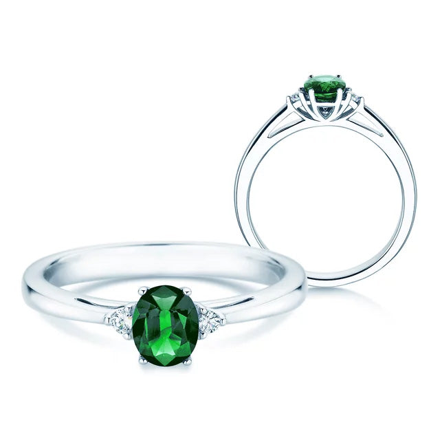 Verlobungsring LIFE mit Edelstein Smaragd & Diamanten