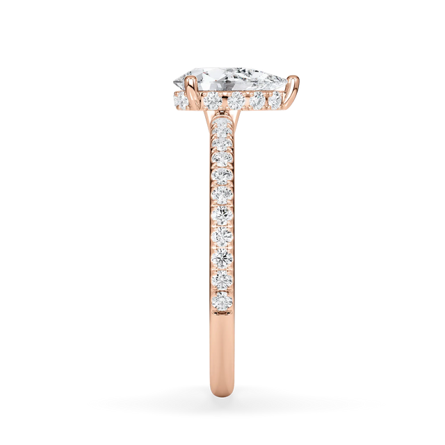 Verlobungsring Tropfen mit Hidden Halo & Pavé Lab Grown Diamanten ab 1.00ct