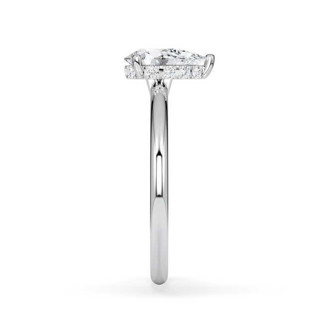 Verlobungsring Tropfen mit Hidden Halo & Pavé natürlichem Diamanten ab 1.00ct