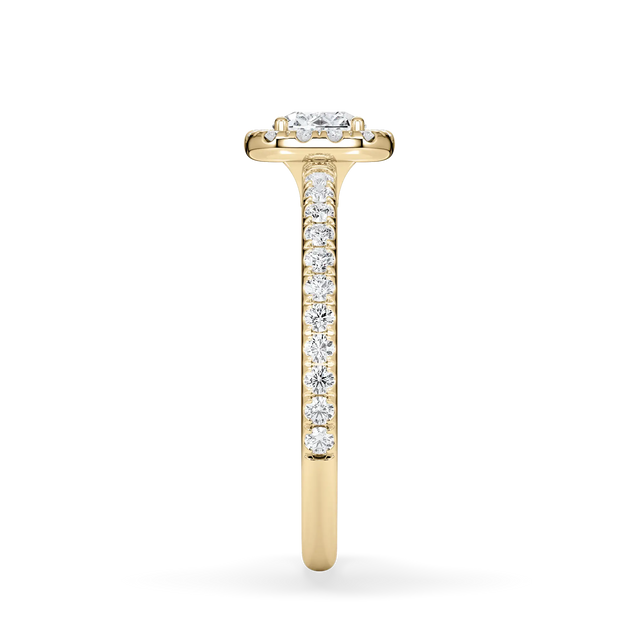 Verlobungsring Cushion mit Hidden Halo & Pavé Lab Grown Diamanten ab 0,50ct