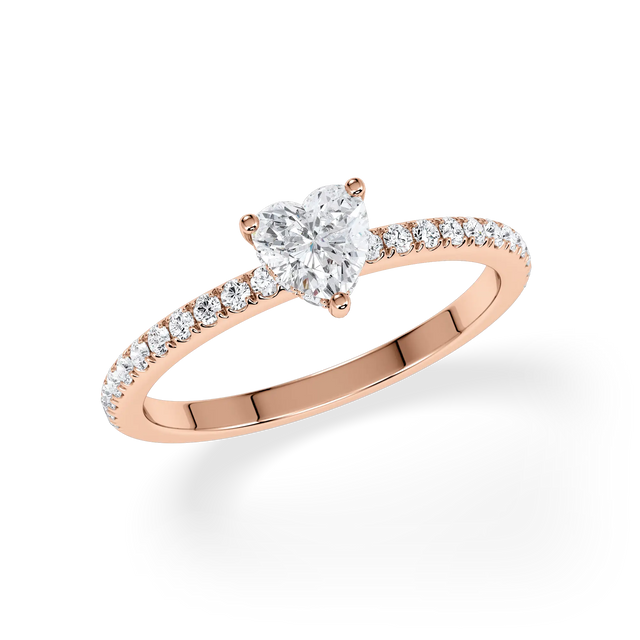 Verlobungsring Herz mit Hidden Halo & Pavé natürlichem Diamanten ab 0.50ct