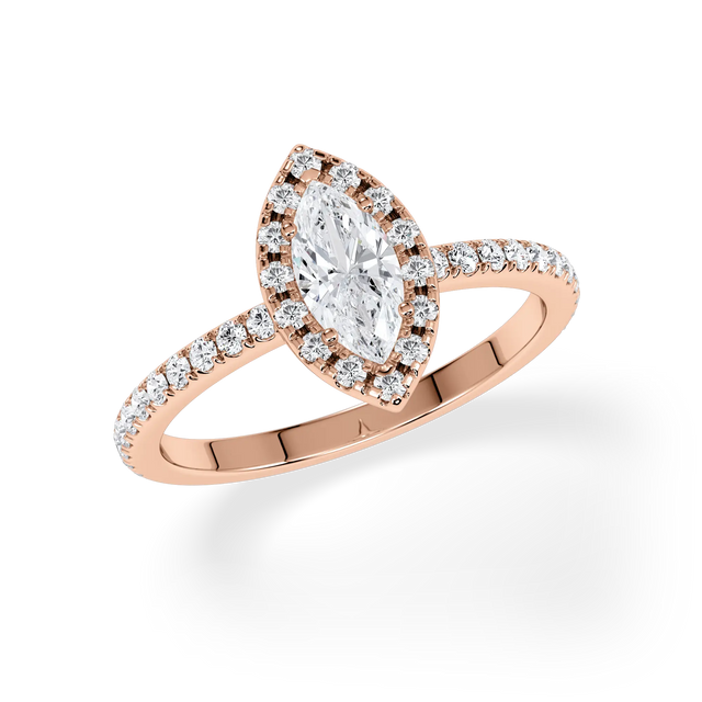 Verlobungsring Marquise mit Halo & Pavé Lab Grown Diamanten ab 0.50ct