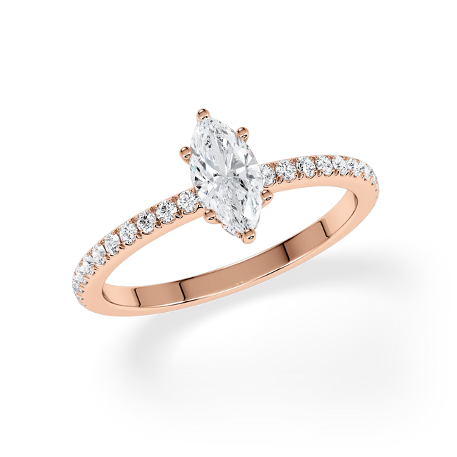 Verlobungsring Marquise mit Hidden Halo & Pavé Lab Grown Diamanten ab 0.50ct