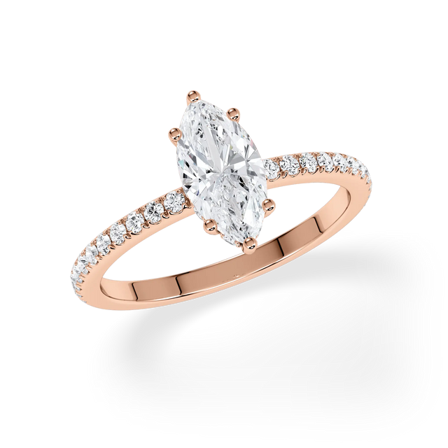 Verlobungsring Marquise mit Hidden Halo & Pavé Lab Grown Diamanten ab 1.00ct
