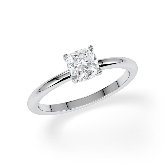 Verlobungsring Cushion mit Hidden Halo & natürlichem Diamanten ab 0.50ct