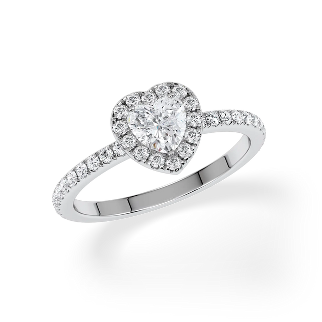 Verlobungsring Herz mit Halo & Pavé Lab Grown Diamanten ab 0.50ct