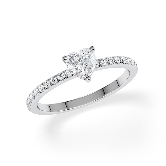 Verlobungsring Herz mit Hidden Halo & Pavé Lab Grown Diamanten ab 0.50ct