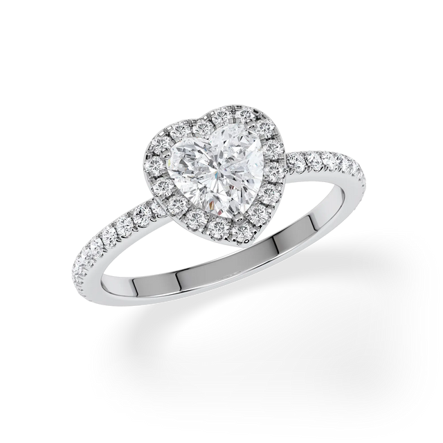 Verlobungsring Herz mit Halo & Pavé Lab Grown Diamanten ab 1.00ct