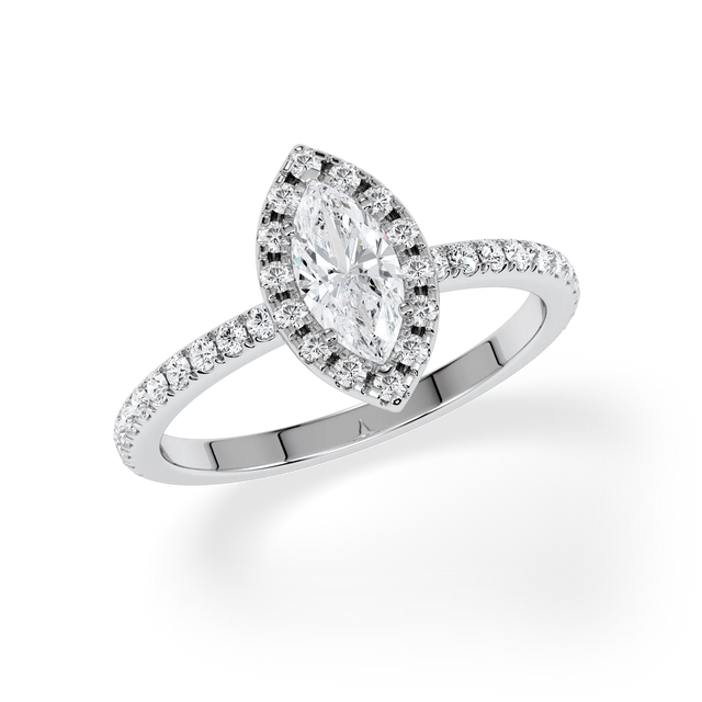 Verlobungsring Marquise mit Halo & Pavé Lab Grown Diamanten ab 0.50ct