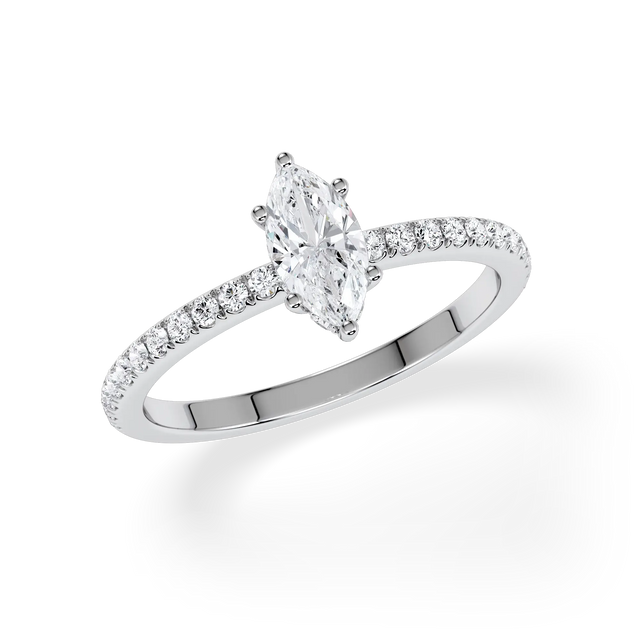 Verlobungsring Marquise mit Hidden Halo & Pavé Lab Grown Diamanten ab 0.50ct