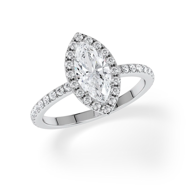 Verlobungsring Marquise mit Halo & Pavé Lab Grown Diamanten ab 1.00ct