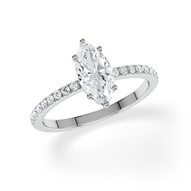 Verlobungsring Marquise mit Hidden Halo & Pavé Lab Grown Diamanten ab 1.00ct