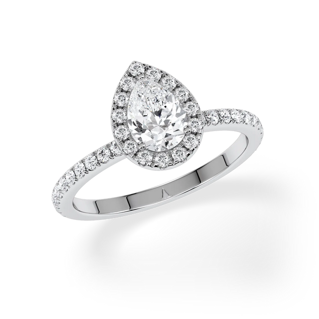 Verlobungsring Tropfen mit Halo & Pavé Lab Grown Diamanten ab 0.50ct