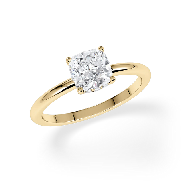 Verlobungsring Cushion mit Hidden Halo & natürlichem Diamanten ab 1,00ct