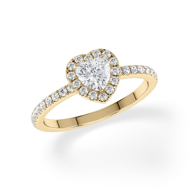 Verlobungsring Herz mit Halo & Pavé natürlichem Diamanten ab 0.50ct