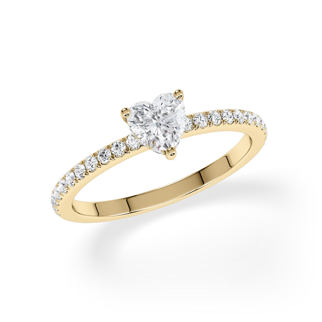 Verlobungsring Herz mit Hidden Halo & Pavé natürlichem Diamanten ab 0.50ct