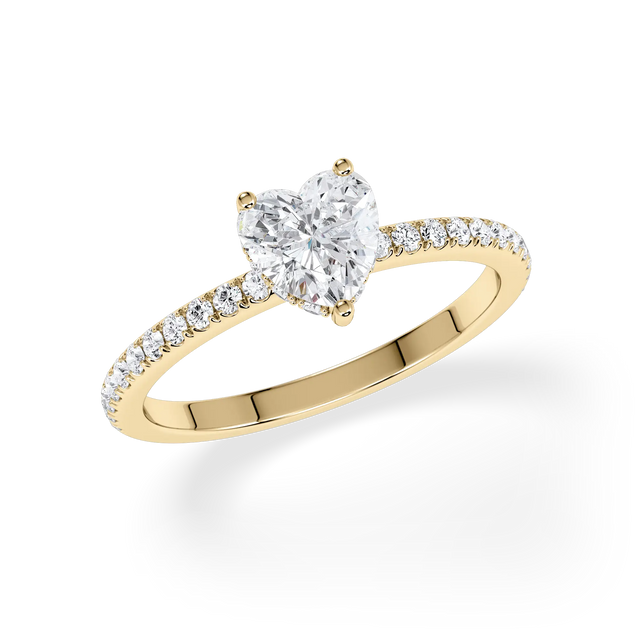 Verlobungsring Herz mit Hidden Halo & Pavé natürlichem Diamanten ab 1.00ct