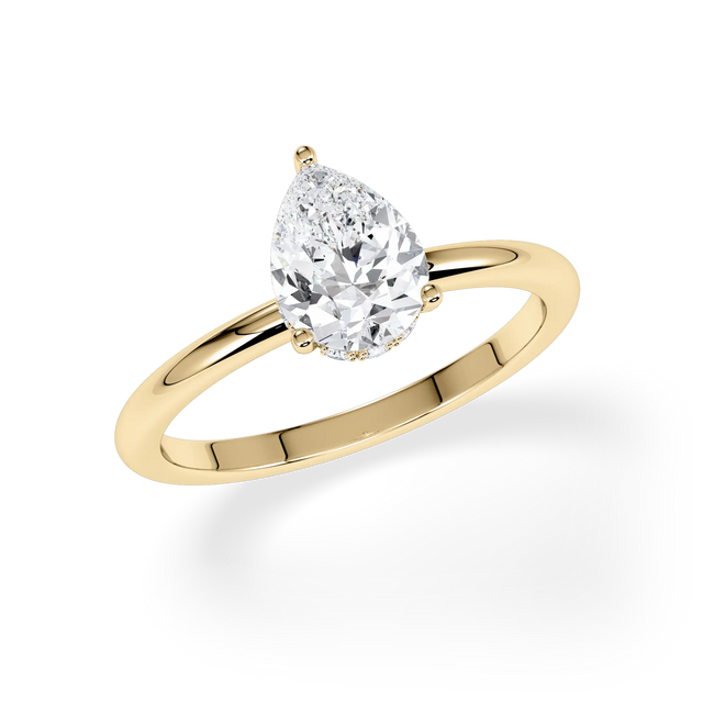 Verlobungsring Tropfen mit Hidden Halo & natürlichem Diamanten ab 1.00ct