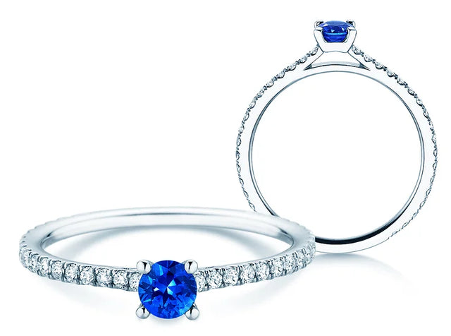 Verlobungsring Bright Platin 950/- mit Saphir 0,20ct und Diamanten 0,27ct