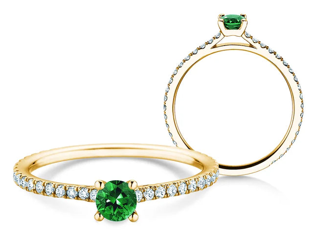 Verlobungsring BRIGHT mit Edelstein Smaragd & Diamanten