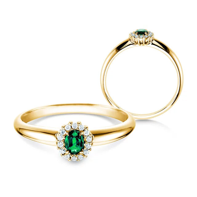 Verlobungsring JOLIE mit Edelstein Smaragd & Diamanten