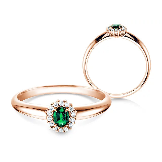 Verlobungsring JOLIE mit Edelstein Smaragd & Diamanten