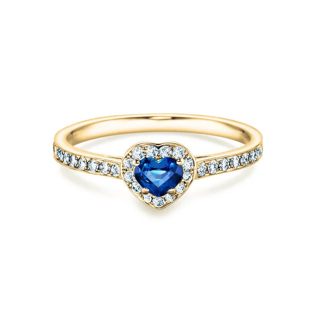Verlobungsring HEART SAPHIR Gelbgold mit Saphir & Diamanten