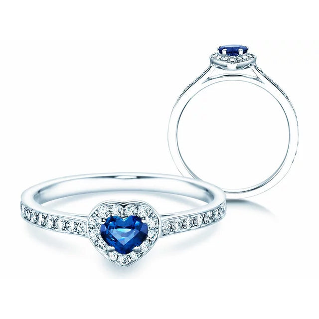 Verlobungsring HEART SAPHIR Gelbgold mit Saphir & Diamanten