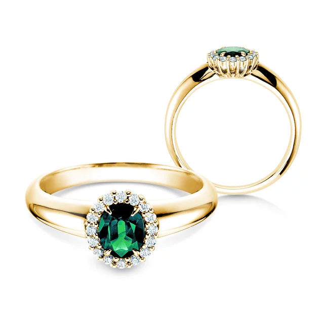 Verlobungsring WINDSOR mit Edelstein Smaragd & Diamanten