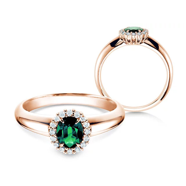 Verlobungsring WINDSOR mit Edelstein Smaragd & Diamanten